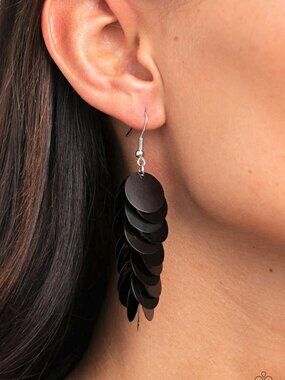 Paparazzi Jewelry Accessories - Now You SEQUIN It - Black Earrings - Vintage
